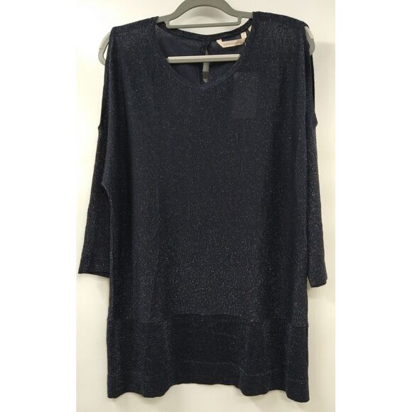 Soft Surroundings size M Eudora Twinkle Sweater Cold‎ Shoulder Black Tunic NWT - Picture 1 of 9